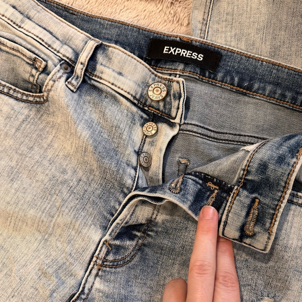 Express Women's Light Blue High Rise Jeans - Vintage High Rise Skinny